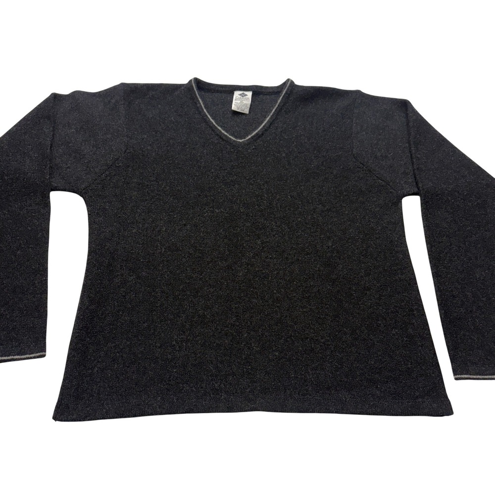 Columbia Sweater Mens XL Merino Wool V-Neck Gray Pullover Outdoor Base Layer VTG